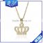 Noble Jewelry Gold Plated Crown Shaped Necklace Crystal Inlaid Pendant Jewelry