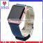 Canvas Fabric Genuine Leather Smart Watch Band Replacement Strap With Adapter Metal Clasp for Apple Watch 38mm 42mm