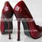 Red patent thick heels dress shoesor modern ladies