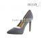 OP18 pointed toe high heel suede leather upper size range 35-42 dark gray women official work dress shoes