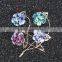 Urban Diseno Black Velvet Flower Gold Petal Lapel Pin