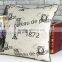 Hot Style Mediterranean Style English Printing Eiffel Towe Cushion Cover Cloth Art Household Cotton and Linen Hold Pillow
