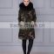 Fashion women winter long fur hood jacket nail bead real raccoon fur collar and faux fur lining parka                        
                                                                                Supplier's Choice