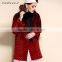 Winter Long Red Women's Sheep Fur Coat with fox collar