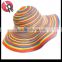 clorful rainbow paper straw wide brim beach hat