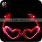 Factory Wholesale Red Heart-Shaped Plastic Led Party Sunglasses