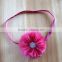 fraying chiffon flower headband with pearl rhinestone in center for kids hair accessories