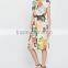 Guangzhou Fashion Clothing OEM Multicolor Knee Length Cottton Sleeveless Dress With Self Tie