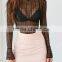 Runwaylover 113 2017 Ladies 2017 Sexy Flare Sleeve Lace Transparent Blouse