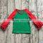 Baby Wholesale 2017 Christmas Icing Ruffle Raglan Polka Dot Green Cotton Long Sleeves T-Shirt