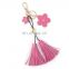 Creative pendant five petal flower PU leather tassel Keychain bag pendant