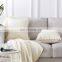 White Square Decorative Throw Pillow Covers Soft Velvet Outdoor Cushion Covers set with Balls