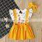 Kids Clothing Sets Summer Baby Girl flower print shirt + yellow skirt +headband 3pcs outfit