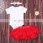 2019 Daddy's Valentine Letter Romper Tops + Tutu Skirt + Headband 3PCS Outfit Набор детской одежды