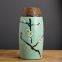 Green Chinese Style Hand Made Paint Large Three-Piece Ceramic Vase For Home Table Decor