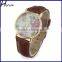 New Fashion Geneva Watches Women Floral Quartz Watch Leather Flower Watch Brown WP013