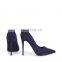 Color Design Ladies Pointed Court High Heels Sandals Shoes Women Latest Function Shoe Navy Suede High (5cm-8cm) Spike Heels PU