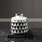 New Design Minimalist Porcelain Black And White Grid Ceramic Table Centerpiece Flower Vase Geometric Artificial Vase