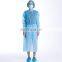 Disposable blue non Sterile protection clothing Non Woven elastic and knitted cuffs isolation Gown