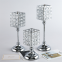 Luxury Silver Plate Crystal Candle Cup Metal Iron Square Pillar Candlestick Candle Holder Party Dinner Table Decorative