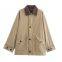 New style women's retro loose casual long-sleeved color-matched patchwork button-down blazer with collar