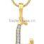 new style personalized yellow gold plated diamond initial letter pendant necklace high quality cheap pendant for men and women