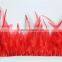 Red Rooster Tail Feather Fringe Trim Fabric For Costumes Decoration