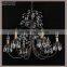 Retro Style 6 Light Chandelier, Black Iron Rustic Crystal Chandelier Light MD82000