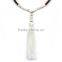 Original Natural Wood Grain Beads White Turquoise Beads Alloy Beads Long Tassel Necklace
