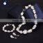 wholesale white nucleated baroque wedding pearl set includes necklace bracelet and earring