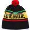 Comfortable White Letters Jacquard Winter Beanies/Customized Blank Rasta Pom Pom Beanies