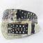 2015 New Design Western rhinestone leather belt with square turquoise conchos and crystals