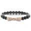 KJL-ST0009 new natural Stone Onyx Bead Buddha Bracelet Gold Plated Black Yoga Bracelets Men Women Gift