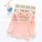 Embroidery lace cotton long sleeve round collar T shirt for girls
