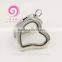 2016 New Design Heart-shape Stainless Steel glass locket design, heart Floating Locket