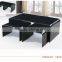 Fashion Design Special Shape All Glass Black Coffee Table Glass Top