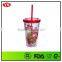 16oz custom bpa free insulated double wall insert plastic straw tumbler