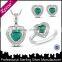 Drusy emerald teardrop pendant, heart shape pendant necklace
