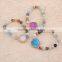 Gold Plated Sun Flower Agate Quartz Stone Connector Druzy Bracelet, Natural Amazon Stone Beaded Bracelets