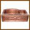 Double drainer double bowl hand hammered copper kitchen sink