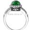 HY Fashion Jewelry CZ Solitaire Engagement silver Emerald Rings for Women