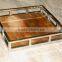 STAINLESS STEEL METAL SERVING TRAYS WITH WOODEN BASE