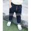 China factory cheap price baby jeans Korean style elastic waistband model blue pure color with 3 button decoration kids pants