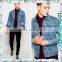 Mens Punk Spike Studded Shoulder Blue Denim jacket