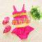 Cute Colorful Halter Ruffles Tassel Kids Girl Swimwear Tankini