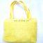 Plain Yellow Color Printed Button Style Women Jute Handbag