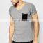 mens v neck contrast blank pocket t shirt wholesale