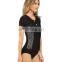 Wholesale professional conservative swimwear young women athletic zip up swimsuit short sleeve