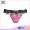 Sexy black flower printed ripple top sale lace hem women underwear