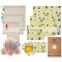 Earth Friendly Beeswax Food Wrap for Vegetables Bread Fruit Cheese with Reusable Grocery Produce Bags